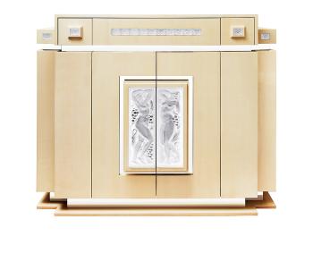 Bar femme bras levés en édition numérotée, cristal incolore et frêne ivoire frêne ivoire - Lalique